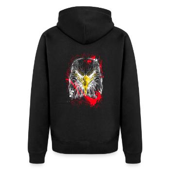 Adler Amerika - Unisex Premium Bio Zip Hoodie - Schwarz - Hinten - Nico (187cm)
