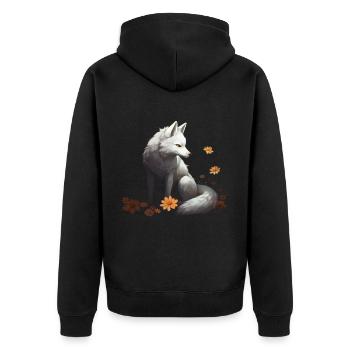 Fuchs Tierliebhaber Geschenk Wildtier Tier Motiv - Unisex Premium Bio Zip Hoodie - Schwarz - Hinten - Nico (187cm)