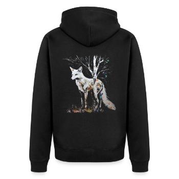 Fuchs Tierliebhaber Geschenk Wildtier Tier Motiv - Unisex Premium Bio Zip Hoodie - Schwarz - Hinten - Nico (187cm)