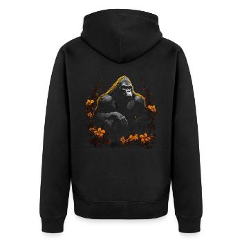 Gorilla Tier Affe Zoo Tiermotiv Tierliebhaber - Unisex Premium Bio Zip Hoodie - Schwarz - Hinten - Nico (187cm)