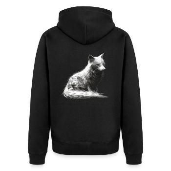 Fuchs Tierliebhaber Geschenk Wildtier Tier Motiv - Unisex Premium Bio Zip Hoodie - Schwarz - Hinten - Nico (187cm)