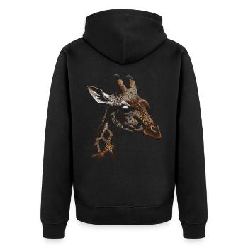 Giraffe Animal Africa Gift Animal Lover Zoo - Unisex Premium Organic Zip Hoodie - black - Back - Nico (187cm)