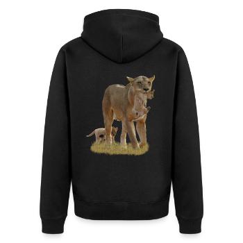 Lionne avec lionceaux - Grand félin - Chat -Afrique - Veste à capuche bio Premium Unisexe - noir - Dos - Nico (187cm)