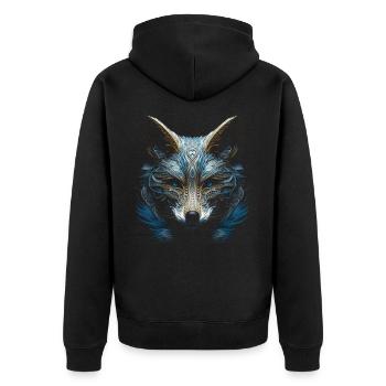 Fuchs Tierliebhaber Geschenk Wildtier Tier Motiv - Unisex Premium Bio Zip Hoodie - Schwarz - Hinten - Nico (187cm)