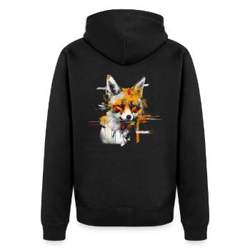 Fuchs Tierliebhaber Geschenk Wildtier Tier Motiv - Unisex Premium Bio Zip Hoodie - Schwarz - Hinten - Nico (187cm)