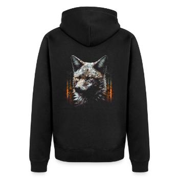 Fuchs Tierliebhaber Geschenk Wildtier Tier Motiv - Unisex Premium Bio Zip Hoodie - Schwarz - Hinten - Nico (187cm)