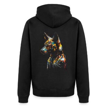 Fuchs Tierliebhaber Geschenk Wildtier Tier Motiv - Unisex Premium Bio Zip Hoodie - Schwarz - Hinten - Nico (187cm)