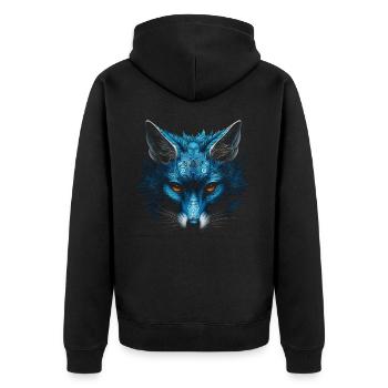 Fuchs Tierliebhaber Geschenk Wildtier Tier Motiv - Unisex Premium Bio Zip Hoodie - Schwarz - Hinten - Nico (187cm)