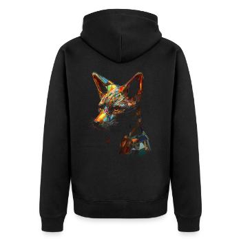 Fuchs Tierliebhaber Geschenk Wildtier Tier Motiv - Unisex Premium Bio Zip Hoodie - Schwarz - Hinten - Nico (187cm)