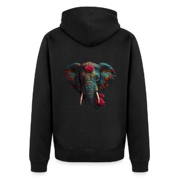 Éléphant Animal Gift Africa Art Fleurs Rose - Veste à capuche bio Premium Unisexe - noir - Dos - Nico (187cm)