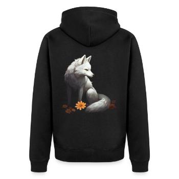 Fuchs Tierliebhaber Geschenk Wildtier Tier Motiv - Unisex Premium Bio Zip Hoodie - Schwarz - Hinten - Nico (187cm)
