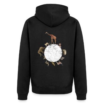 World with the animals in Africa Wild animals - big cat - Unisex Premium Organic Zip Hoodie - black - Back - Nico (187cm)