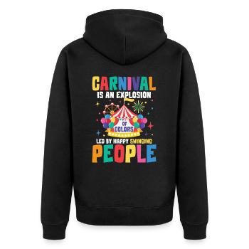 Carnival Is An Explosion Of Colors - Unisex Premium Bio Zip Hoodie - Schwarz - Hinten - Nico (187cm)