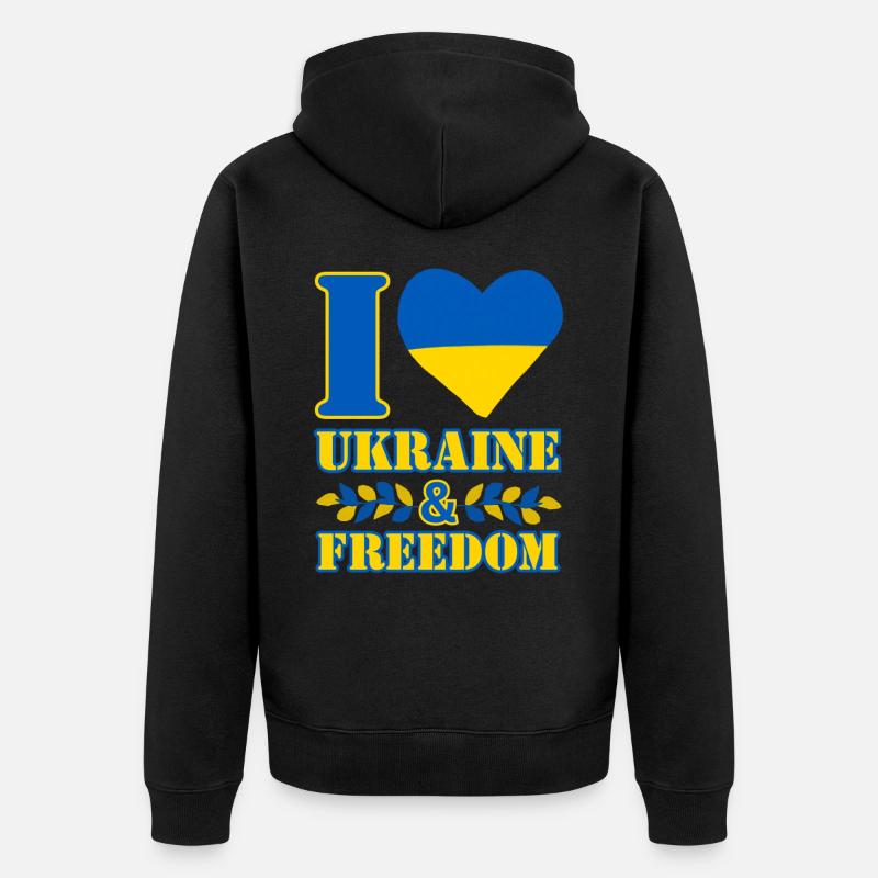 J’aime l’Ukraine et la liberté - Veste à capuche bio Premium Unisexe - noir