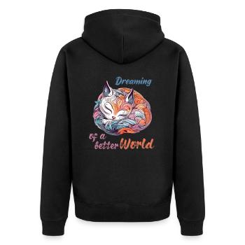 Better World - Unisex Premium Bio Zip Hoodie - Schwarz - Hinten - Nico (187cm)