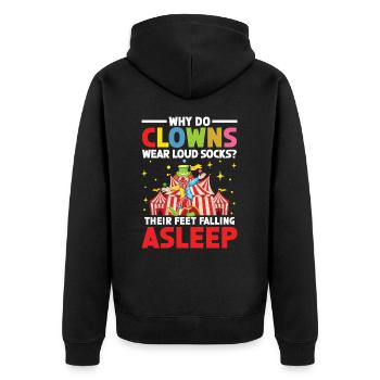 Why Do Clowns Wear Loud Socks Feet Falling Asleep - Unisex Premium Bio Zip Hoodie - Schwarz - Hinten - Nico (187cm)
