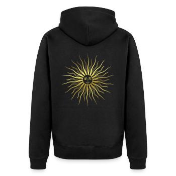 Soleil - Rayons du soleil - Visage du soleil - Rayons - Veste à capuche bio Premium Unisexe - noir - Dos - Nico (187cm)