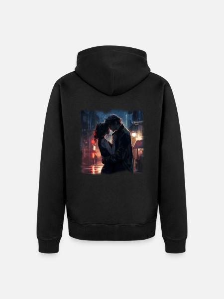 Lovers in the Rain - Unisex Premium Organic Zip Hoodie - black