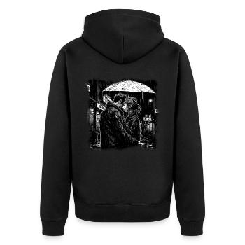 Lovers in the Rain - Manga - Unisex Premium Organic Zip Hoodie - black - Back - Nico (187cm)