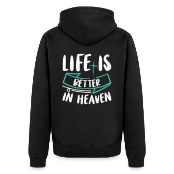 La vie est meilleure au ciel Verset biblique Foi - Veste à capuche bio Premium Unisexe - noir - Dos - Nico (187cm)