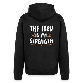 Le Seigneur est ma force Verset biblique Chrétien - Veste à capuche bio Premium Unisexe - noir - Dos - Nico (187cm)