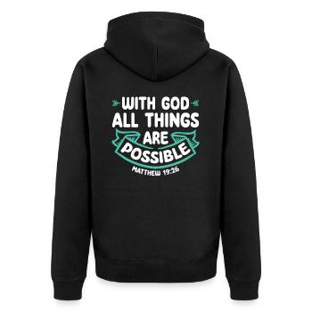 Avec Dieu, tout est possible verset biblique Jésus - Veste à capuche bio Premium Unisexe - noir - Dos - Nico (187cm)