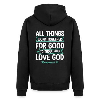 Toutes choses concourent à de bons versets bibliques - Veste à capuche bio Premium Unisexe - noir - Dos - Nico (187cm)