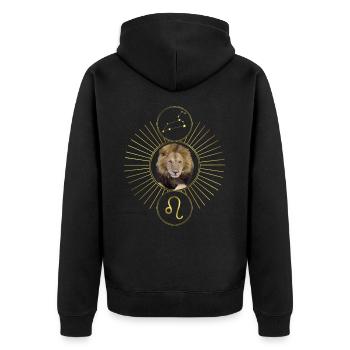 Graphic Leo Zodiac Astrology Constellation - Unisex Premium Organic Zip Hoodie - black - Back - Nico (187cm)