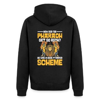 How Did The Pharaoh Get So Rich - Unisex Premium Bio Zip Hoodie - Schwarz - Hinten - Nico (187cm)