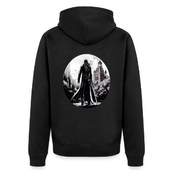 Gothik Okkult Satan Gotik Schwarze Szene Wicca - Unisex Premium Bio Zip Hoodie - Schwarz - Hinten - Nico (187cm)