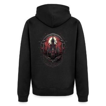 Gothik Okkult Satan Gotik Schwarze Szene Wicca - Unisex Premium Bio Zip Hoodie - Schwarz - Hinten - Nico (187cm)