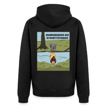Wildschwein fühlt sich als Löwe / Löwin - Unisex Premium Bio Zip Hoodie - Schwarz - Hinten - Nico (187cm)