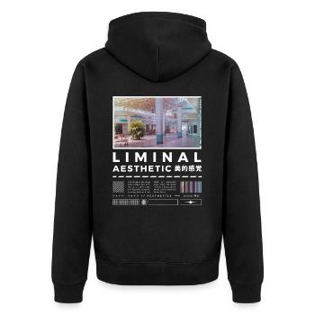 Liminal Spaces Retro 80s & 90s Aesthetic Vaporwave - Unisex Premium Bio Zip Hoodie - Schwarz - Hinten - Nico (187cm)