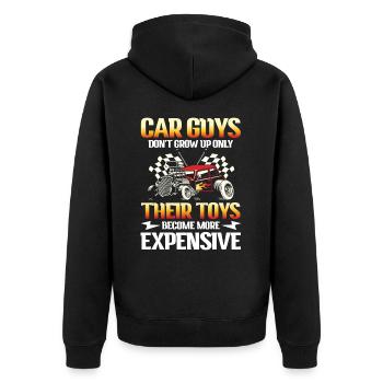 Car Guys Don't Grow Up Only Their Toys Expensive - Unisex Premium Bio Zip Hoodie - Schwarz - Hinten - Nico (187cm)