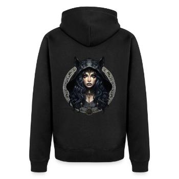 Gothik Okkult Satan Gotik Schwarze Szene Wicca - Unisex Premium Bio Zip Hoodie - Schwarz - Hinten - Nico (187cm)