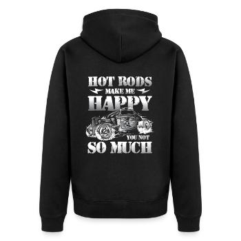 Hot Rods Make Me Happy You Not So Much - Unisex Premium Bio Zip Hoodie - Schwarz - Hinten - Nico (187cm)