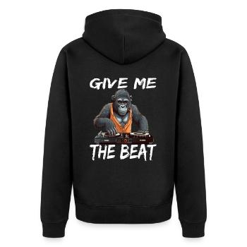 Give Me The Beat DJ Musik Techno Kopfhörer Pop - Unisex Premium Bio Zip Hoodie - Schwarz - Hinten - Nico (187cm)