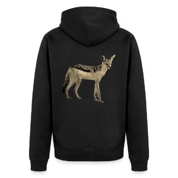 Chacal Vintage sépia - Chien sauvage en Afrique - Veste à capuche bio Premium Unisexe - noir - Dos - Nico (187cm)