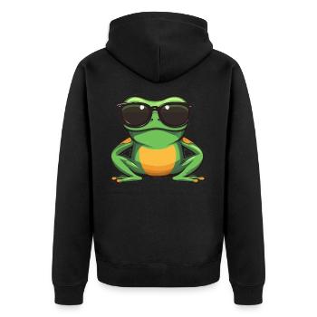 Frosch mit Sonnenbrille - Unisex Premium Bio Zip Hoodie - Schwarz - Hinten - Nico (187cm)