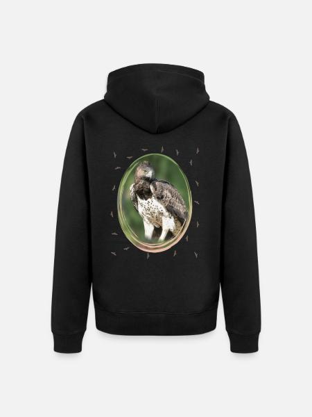 Kampørn - Ørn - Rovfugl - Fugle i Afrika - Premium økologisk unisex-hættejakke - sort