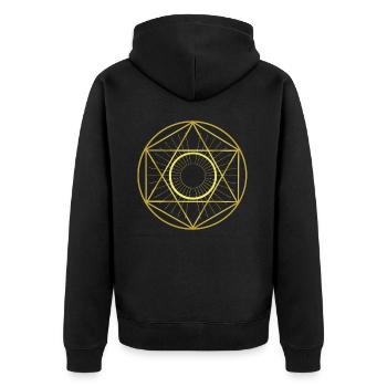 Graphic - Circle - Star - Geometry - Unisex Premium Organic Zip Hoodie - black - Back - Nico (187cm)