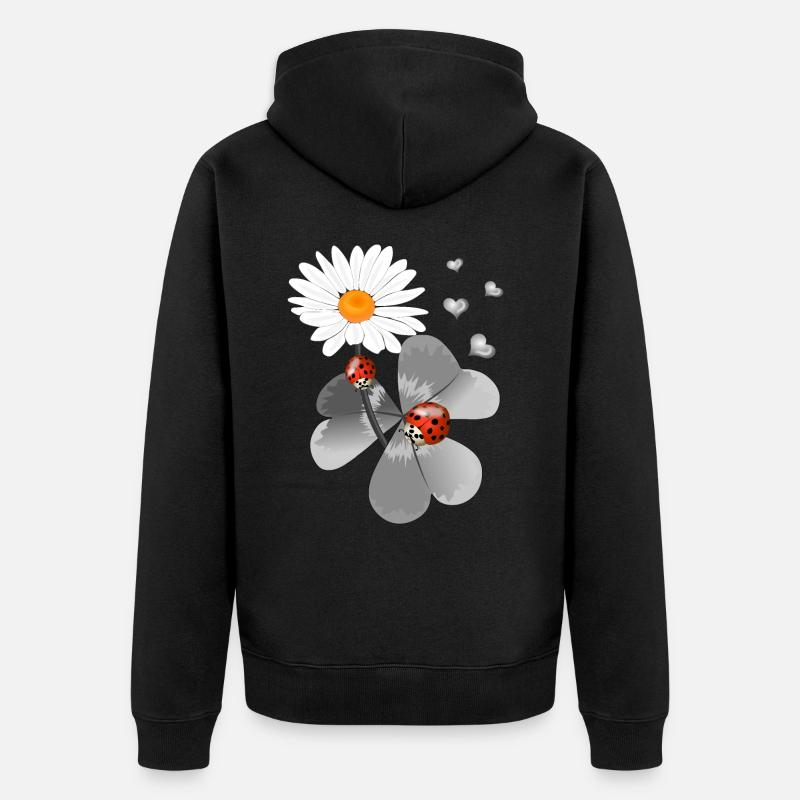 Trèfle avec coccinelle - Veste à capuche bio Premium Unisexe - noir