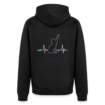 Heartbeat Cat Lover Animal Silhouette - Unisex Premium Organic Zip Hoodie - black - Back - Nico (187cm)