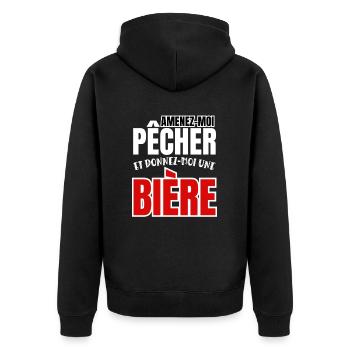 amenez-moi pêcher et donnez-moi une bière - Veste à capuche bio Premium Unisexe - noir - Dos - Nico (187cm)