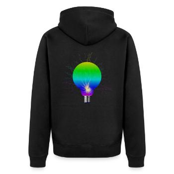 Glühbirne - Lampe - Grafik - Leuchte - Unisex Premium Bio Zip Hoodie - Schwarz - Hinten - Nico (187cm)