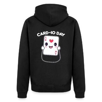 Card-io day Kartenspiel Wortspiel mit Sport - Unisex Premium Bio Zip Hoodie - Schwarz - Hinten - Nico (187cm)