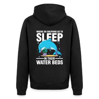 Dolphins Got To Sleep In Their Water Beds - Unisex Premium Bio Zip Hoodie - Schwarz - Hinten - Nico (187cm)