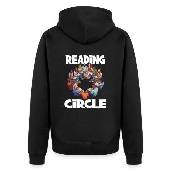 Lesegruppe Literatur Lesekreis Buckkritik - Unisex Premium Bio Zip Hoodie - Schwarz - Hinten - Nico (187cm)