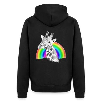 Dessin arc-en-ciel girafe - Animal sauvage en Afrique - Veste à capuche bio Premium Unisexe - noir - Dos - Nico (187cm)