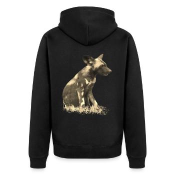 Chien sauvage dans la seiche - Chien - Animal sauvage - Afrique - Veste à capuche bio Premium Unisexe - noir - Dos - Nico (187cm)